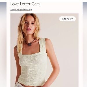 NWT!! Free people love letter cami in ivory XS/S